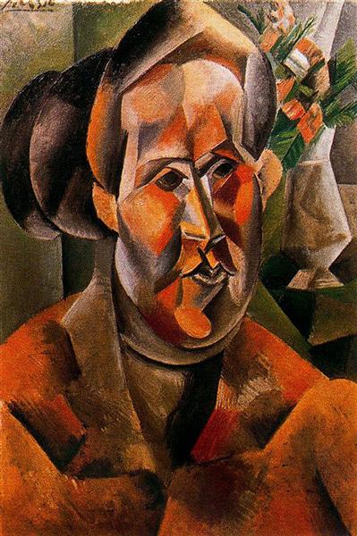Pablo Picasso Oil Painting Bust Of Woman With Flowers